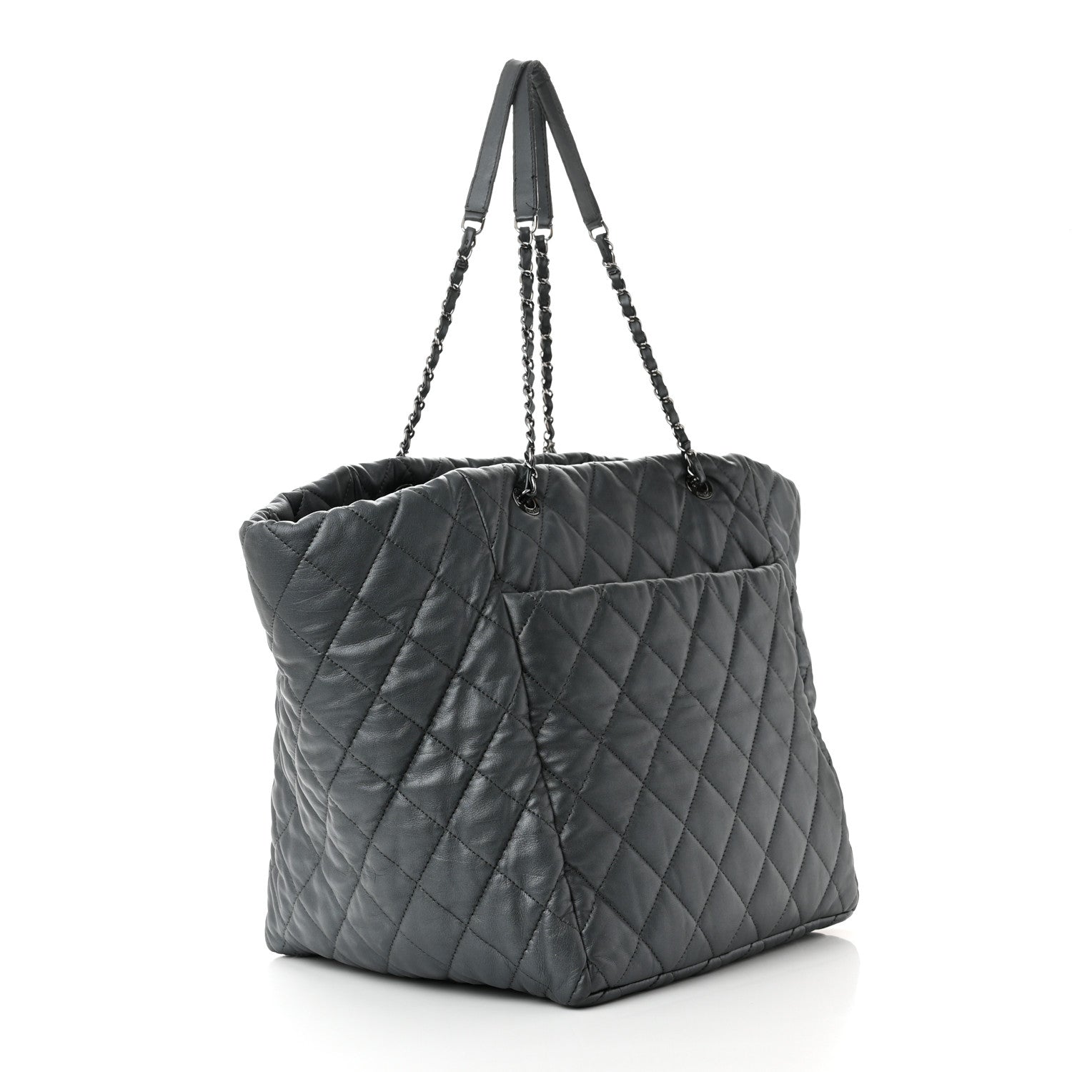 Chanel Metallic Lambskin Quilted Large Week End on Mars Tote Charcoal 3 of 15