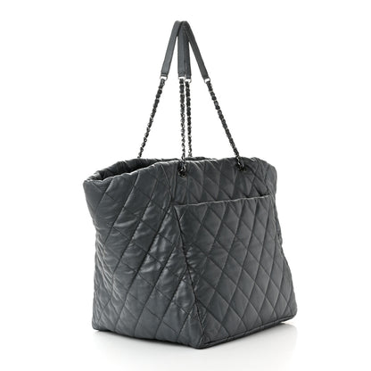 Chanel Metallic Lambskin Quilted Large Week End on Mars Tote Charcoal 3 of 15