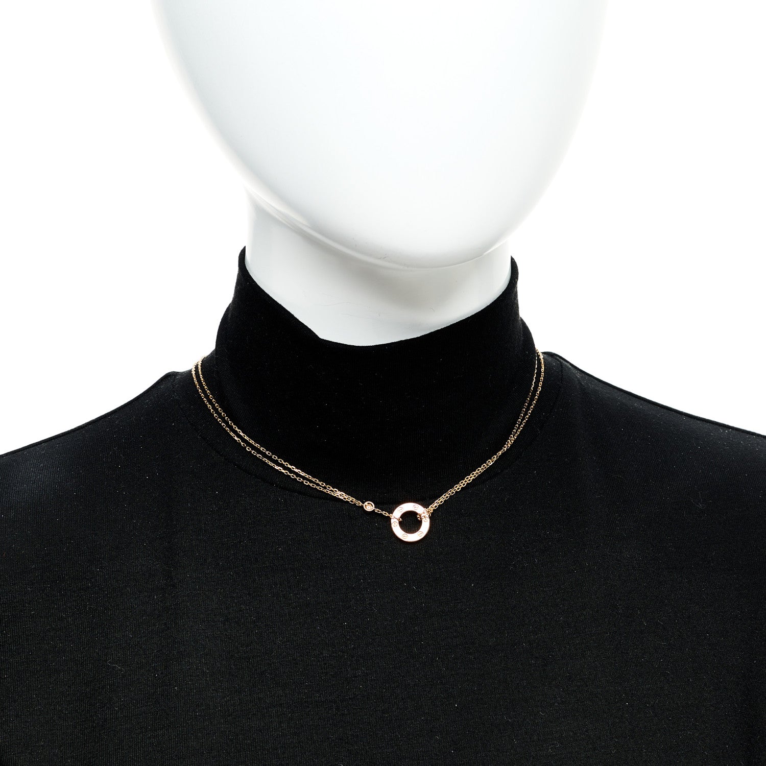 Cartier 18K Pink Gold 2 Diamond LOVE Necklace 2 of 5