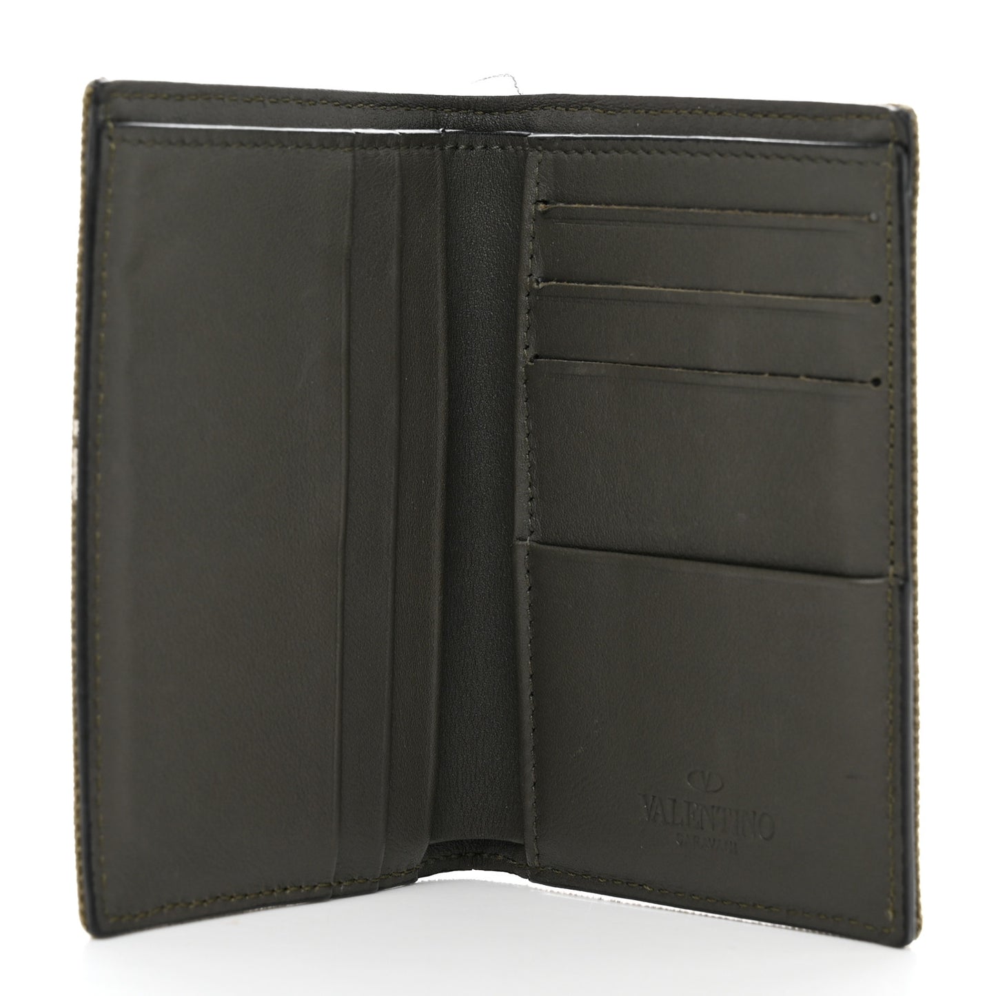 Canvas Rockstud VLTN Bi-Fold Wallet Olive