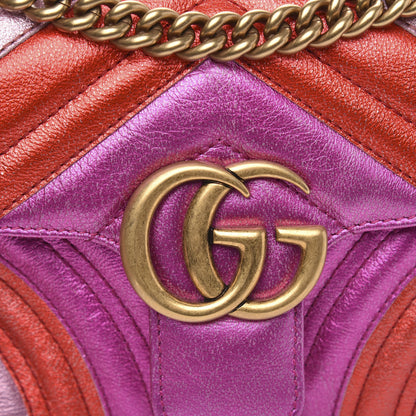 Gucci Metallic Calfskin Matelasse Mini GG Marmont Shoulder Bag Fuchsia 10 of 10
