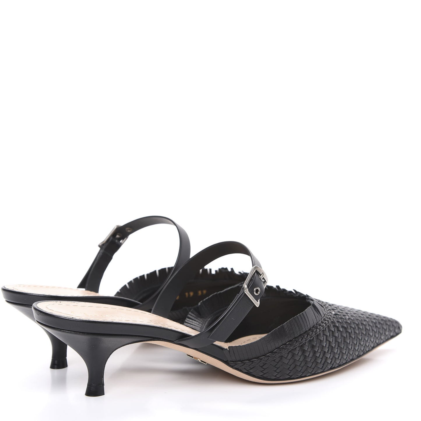 Lambskin Woven Teddy D Mule Sandals 39 Black
