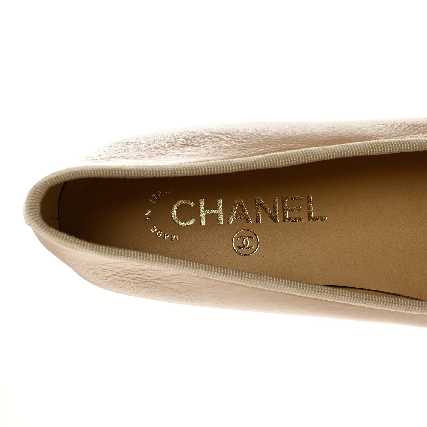 Lambskin Cap Toe CC Ballerina Flats 37.5 Beige Black
