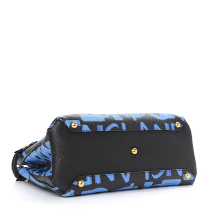 Burberry Grainy Calfskin Graffiti Print Medium Banner Tote Black 4 of 9