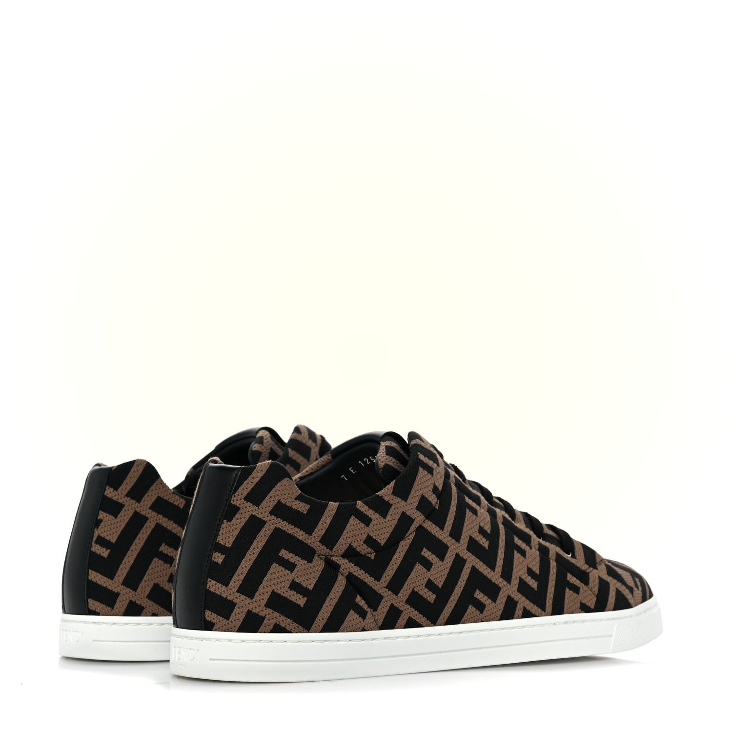 Fendi Tech Fabric FF Mens Lace Up Low Top Sneakers 8 Tobacco Black 4 of 9