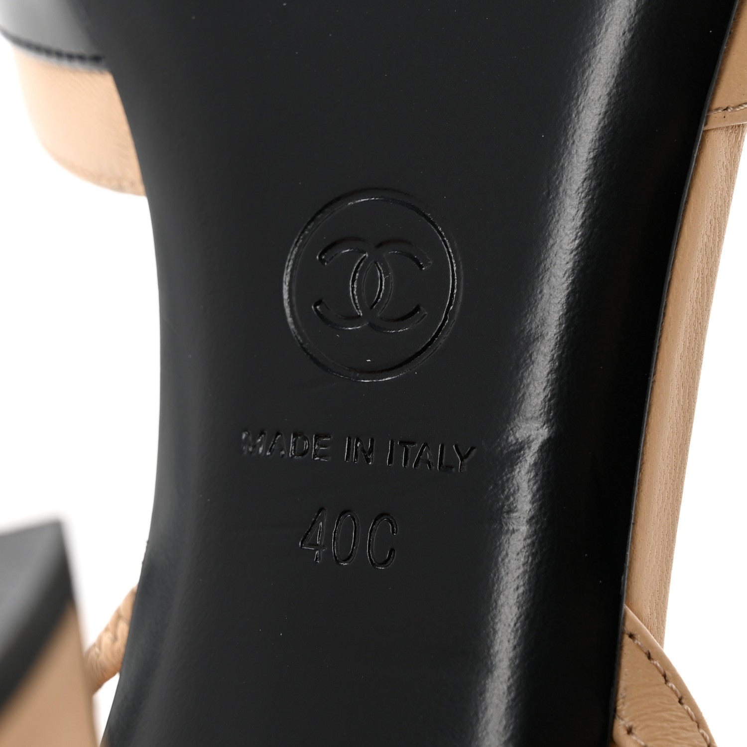 Chanel Patent Lambskin Gabrielle Slingback Pumps 40 Beige Black 7 of 10