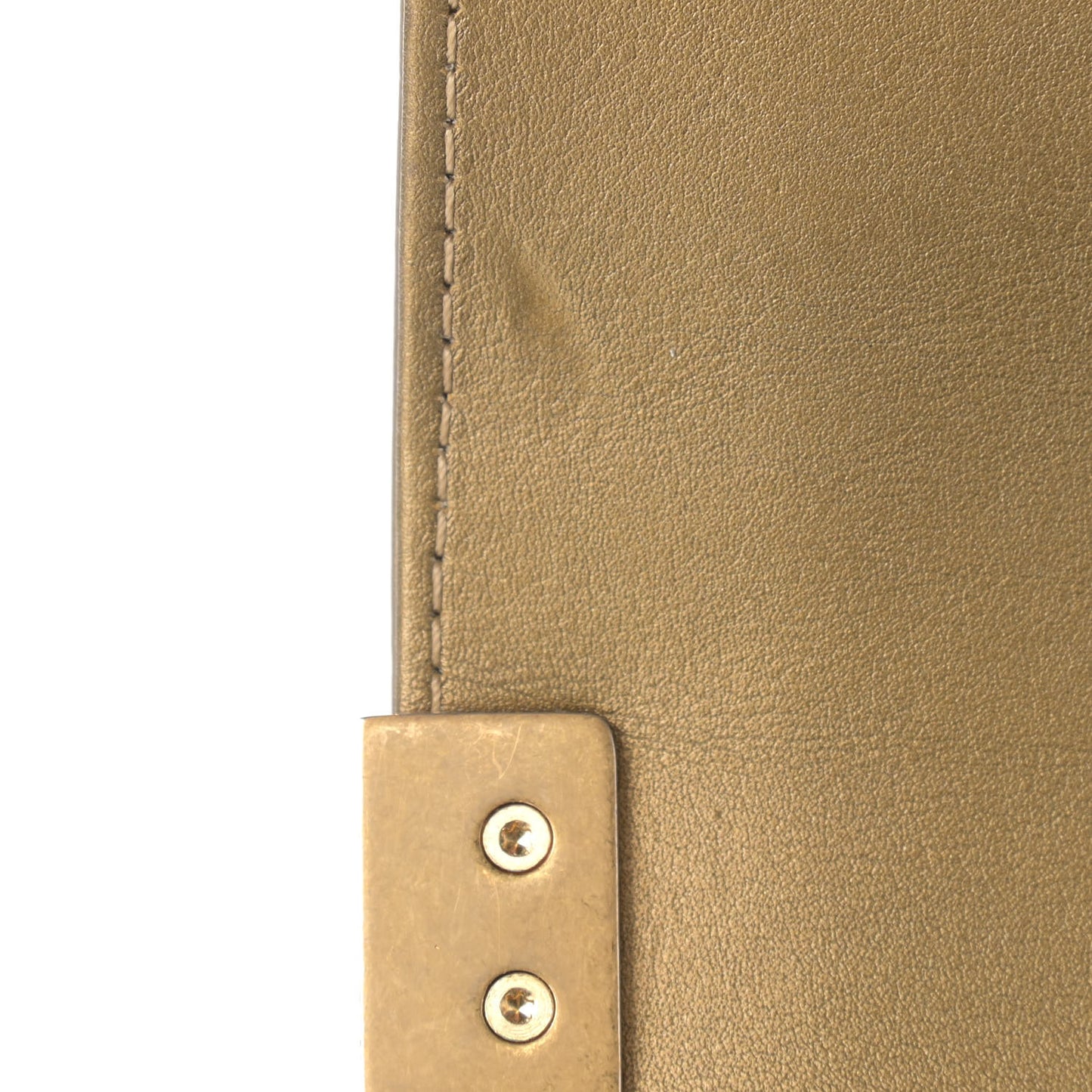 Metallic Patent Calfskin Quilted Medium Boy Flap Gold