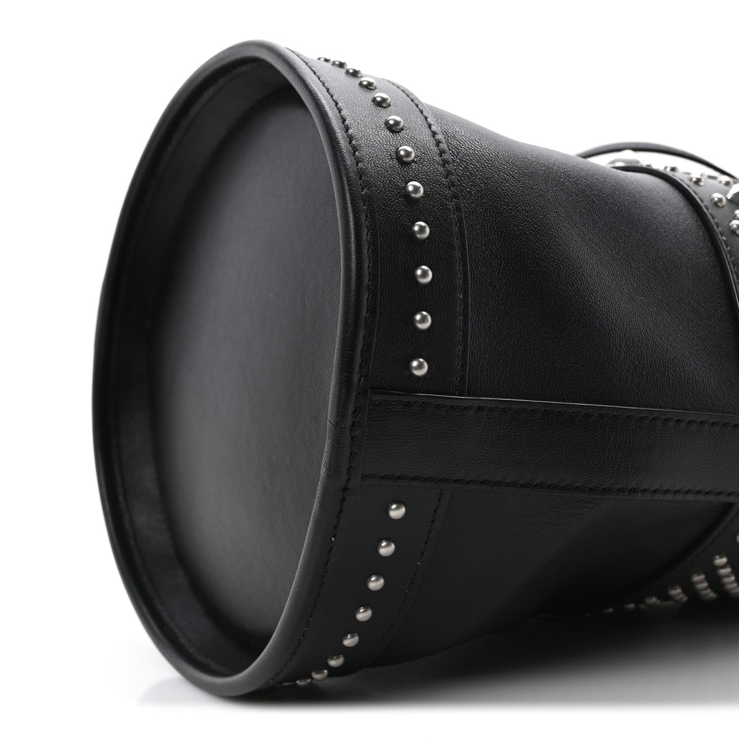 Saint Laurent Smooth Calfskin Studded Small Bahia Drawstring Bucket Bag Black 9 of 9