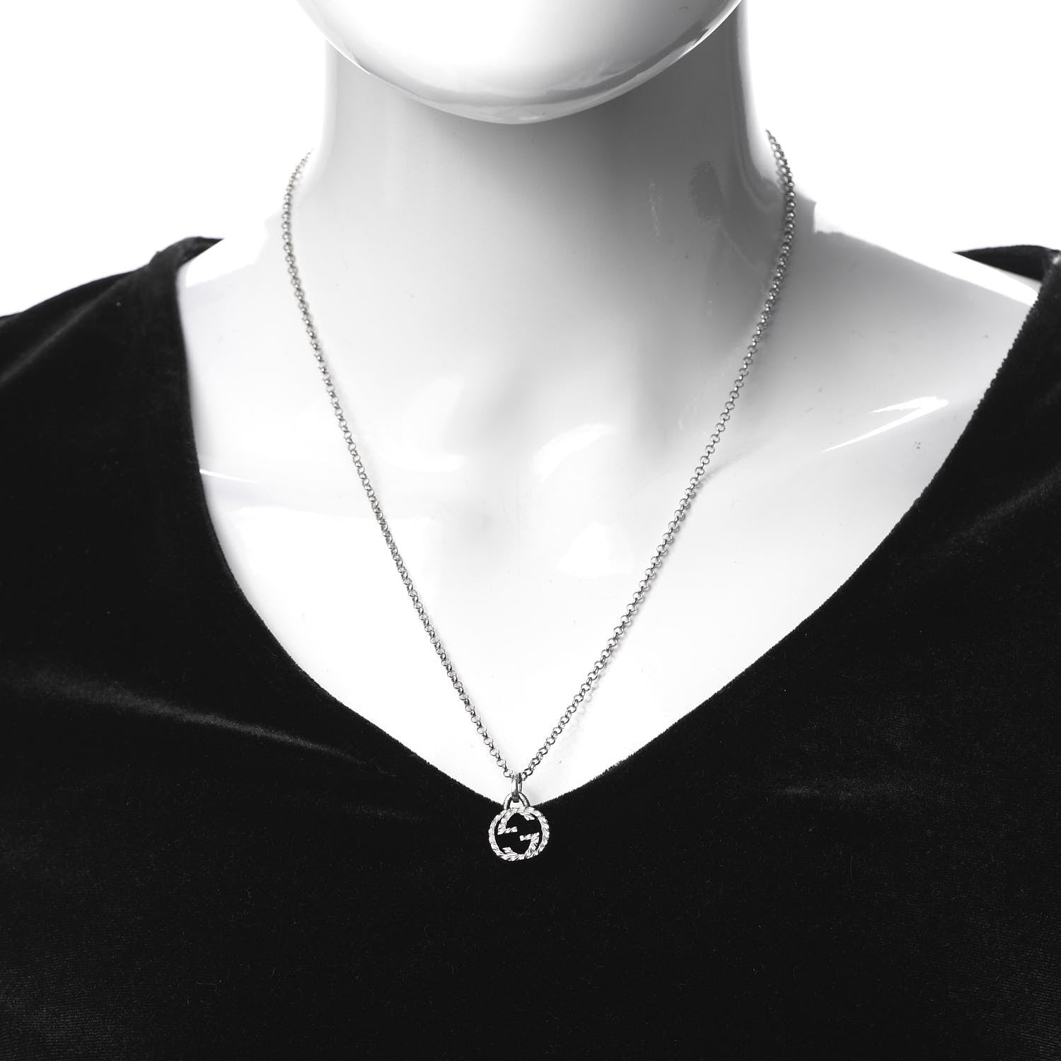 Gucci Sterling Silver Interlocking G Pendant Necklace 2 of 6