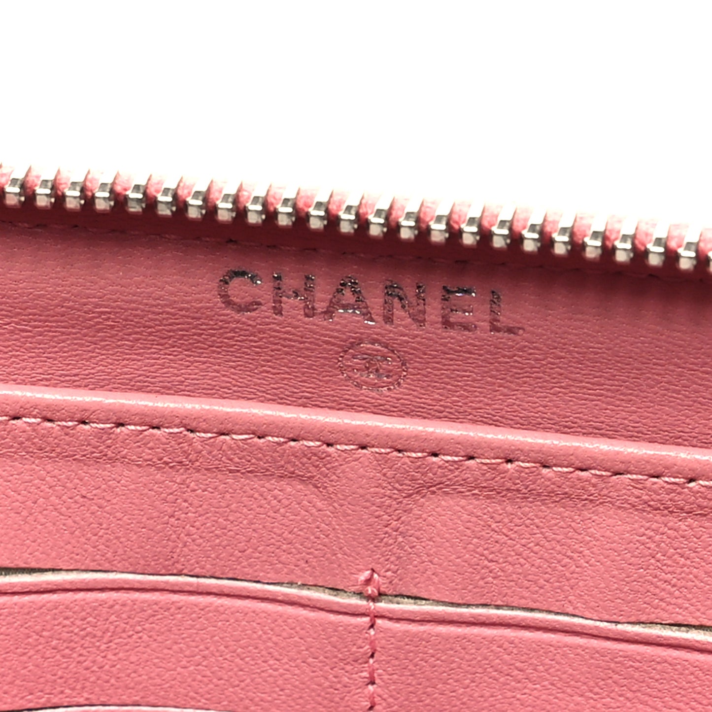 Lambskin Quilted Large Gusset Zip Around Wallet Pink