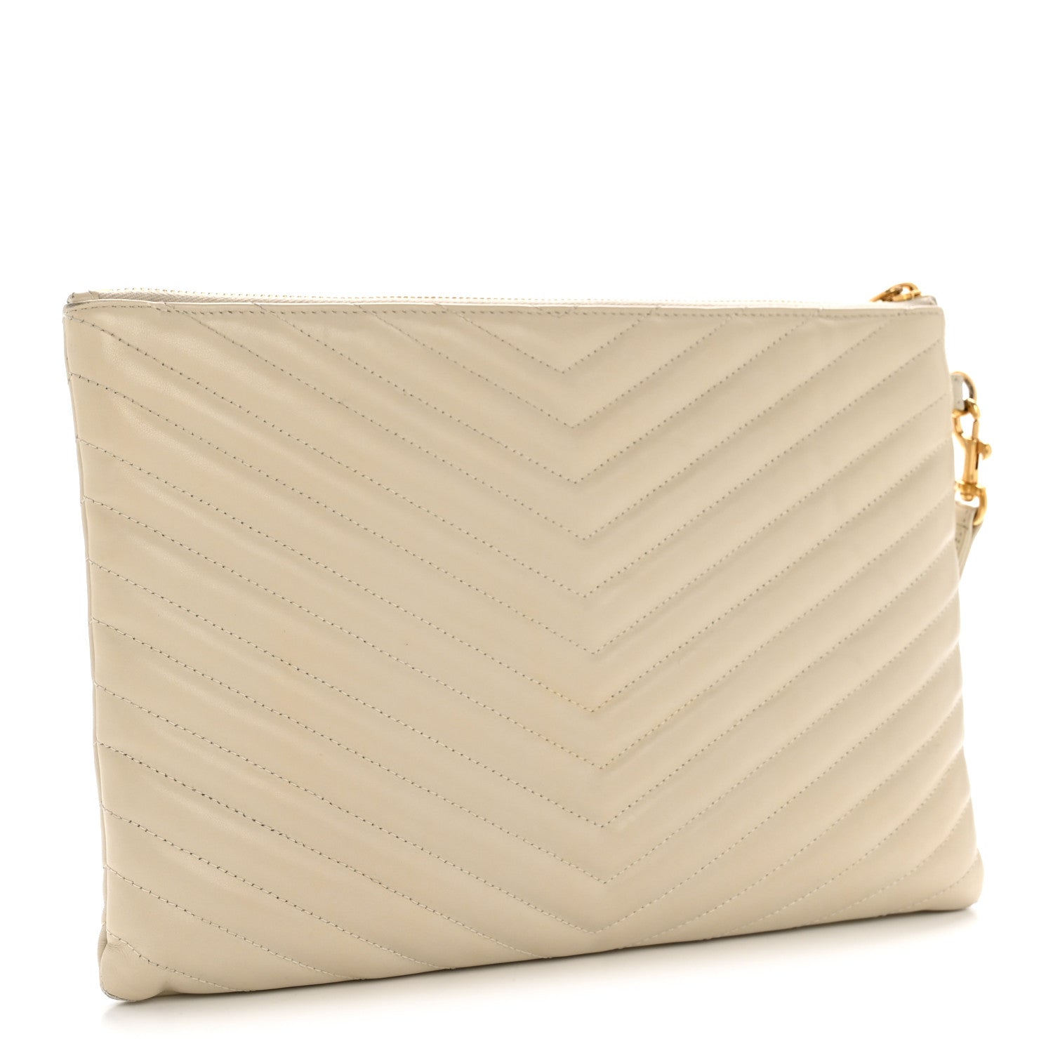 Saint Laurent Calfskin Matelasse Monogram Cassandre Tablet Pouch Crema Soft 3 of 10