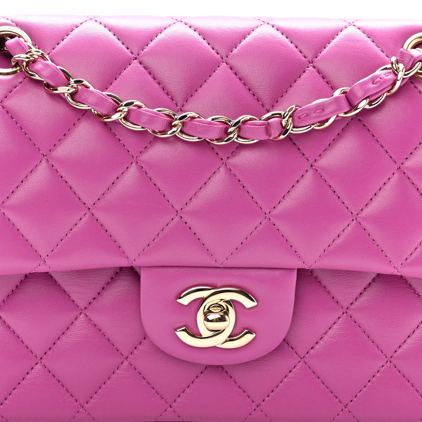 Lambskin Quilted Small Double Flap Purple