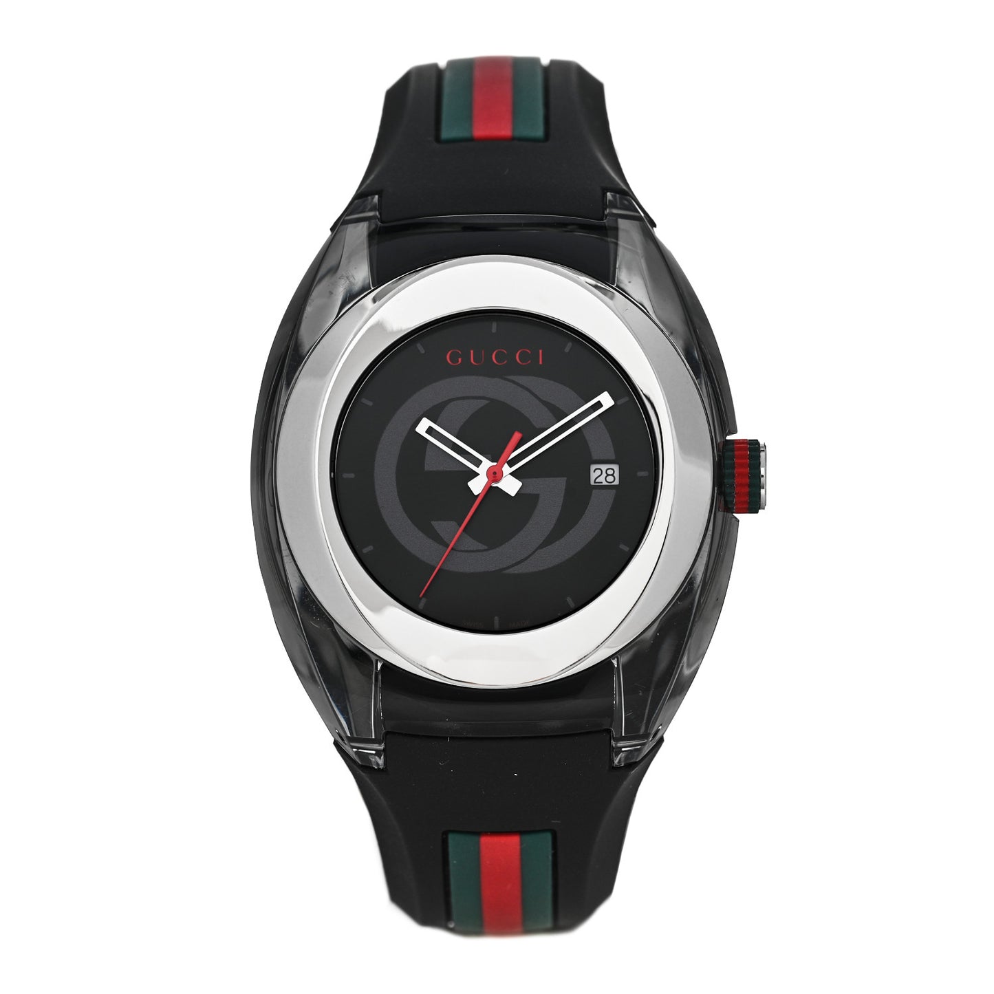 Stainless Steel Rubber 46mm Sync Web Quartz Watch Black