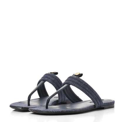 Louis Vuitton Denim Thong Sandals 38 Blue 3 of 16