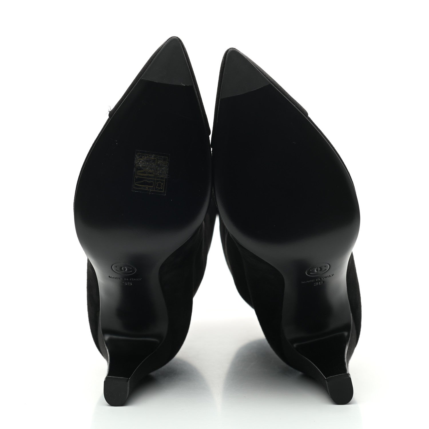Chanel Suede Calfskin Satin Gabrielle Cap Toe Short Boots 38 Black 6 of 9