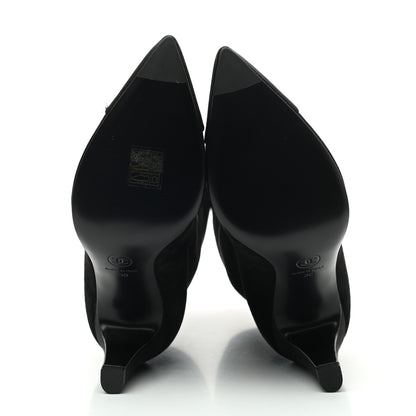 Chanel Suede Calfskin Satin Gabrielle Cap Toe Short Boots 38 Black 6 of 9