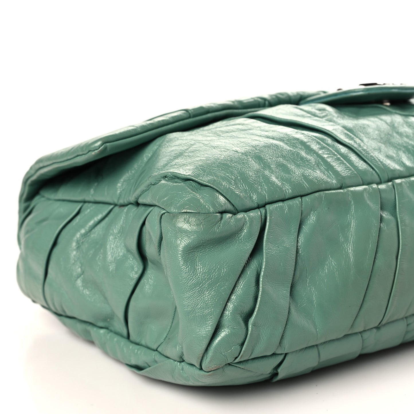 Glazed Calfskin Twisted Maxi Flap Green