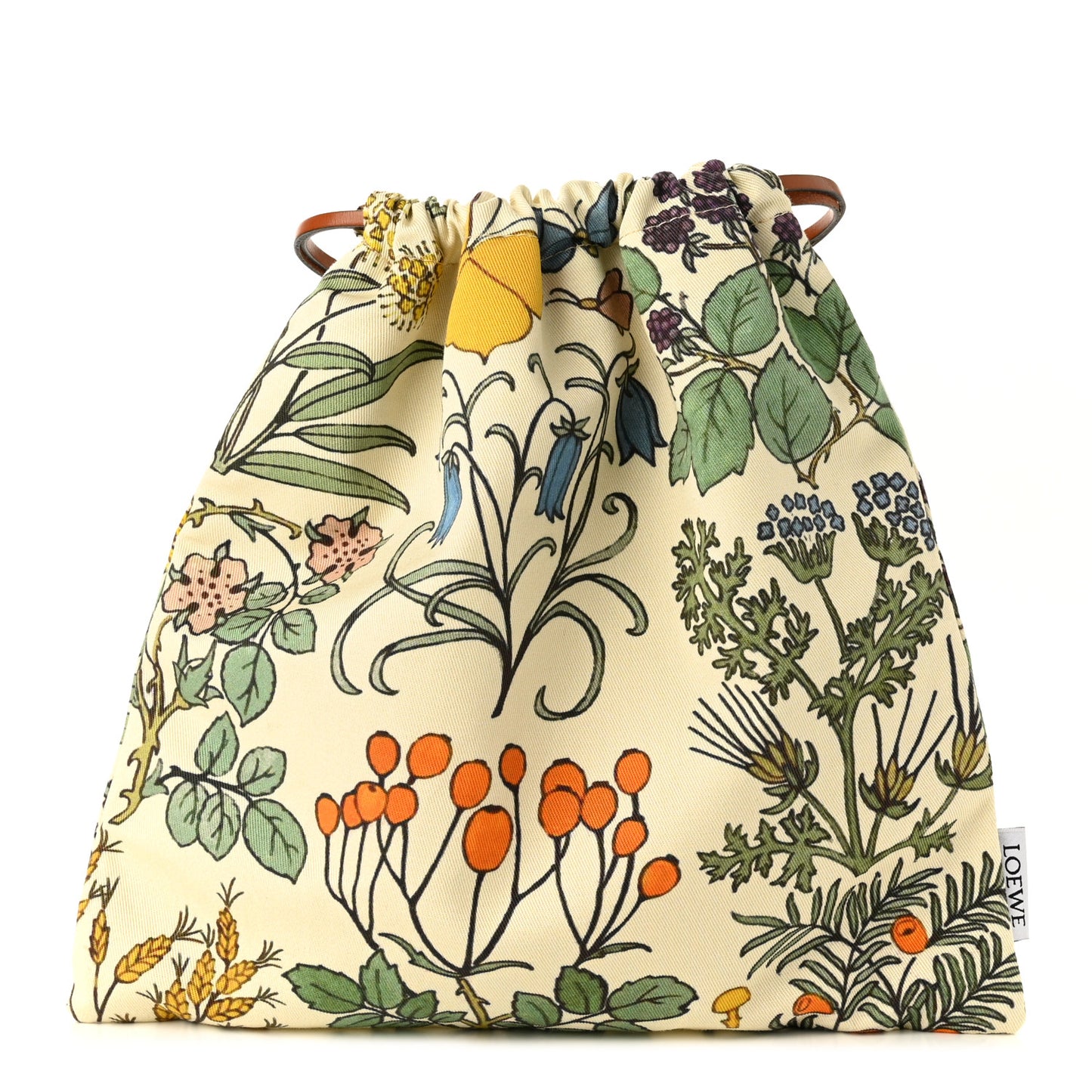 Canvas Herbarium Print Small Drawstring Pouch Multicolor