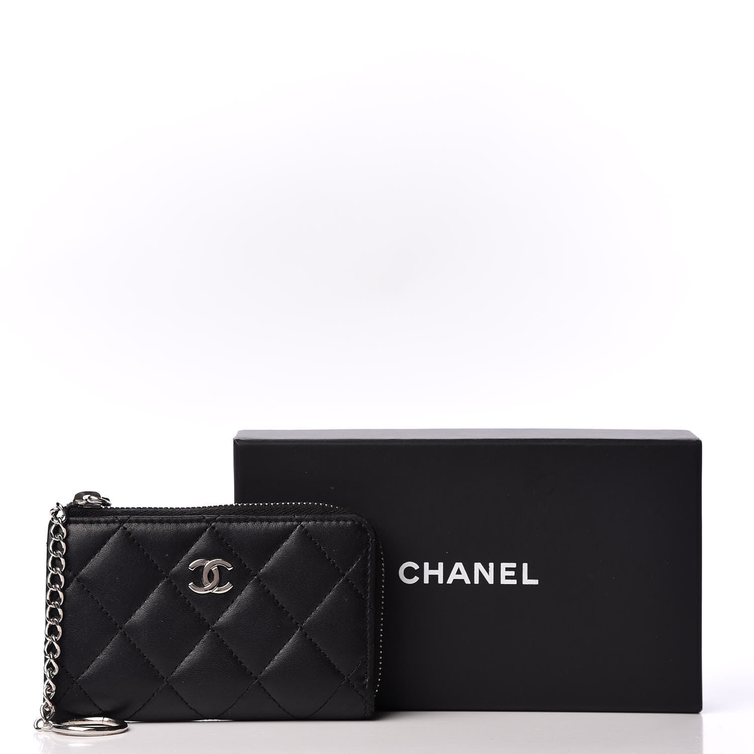 Chanel Lambskin Quilted Key Holder Case Black 9 of 9