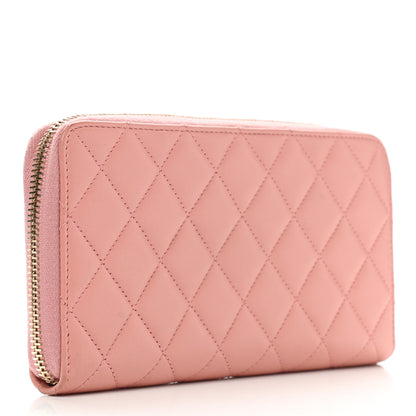 Chanel Lambskin Quilted Large Gusset Zip Around Wallet Light Pink 3 of 10