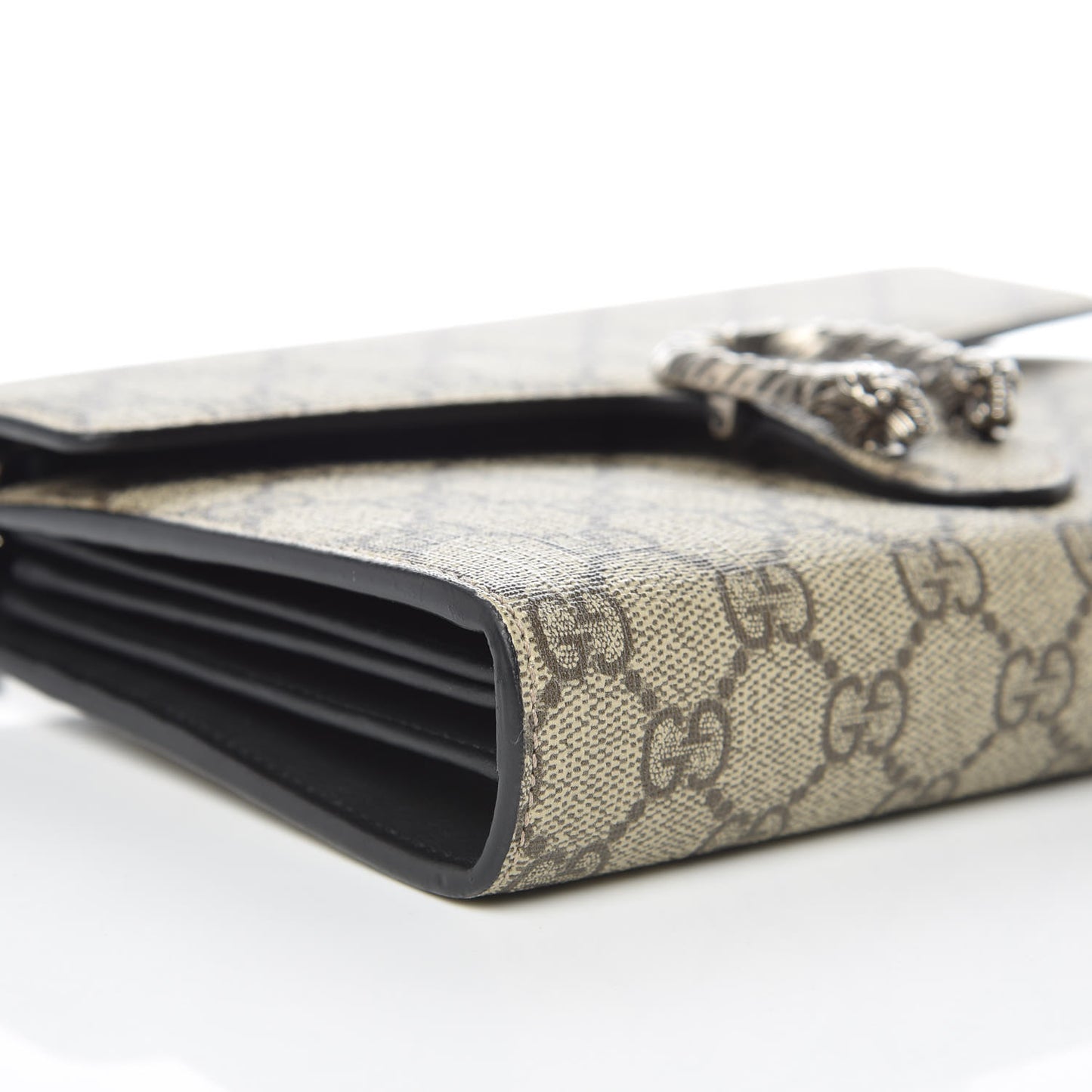 GG Supreme Monogram Mini Dionysus Chain Wallet Beige Black