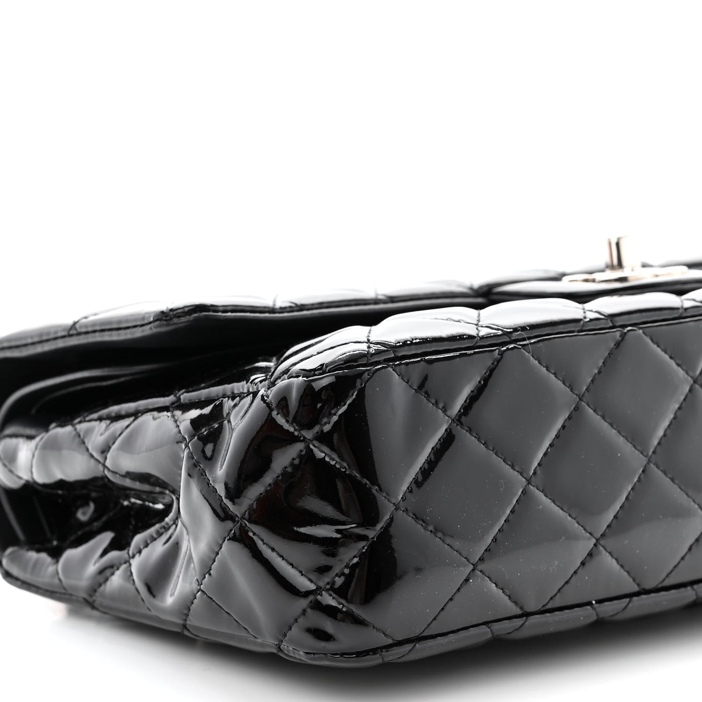 Patent Quilted Medium Double Flap Black
