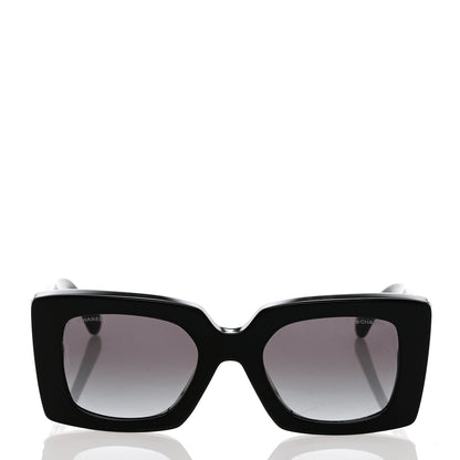 Chanel Acetate Pearl Rectangle Sunglasses 5480-H Black 2 of 8