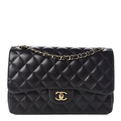Chanel Lambskin Quilted Jumbo Double Flap Black 1 of 8