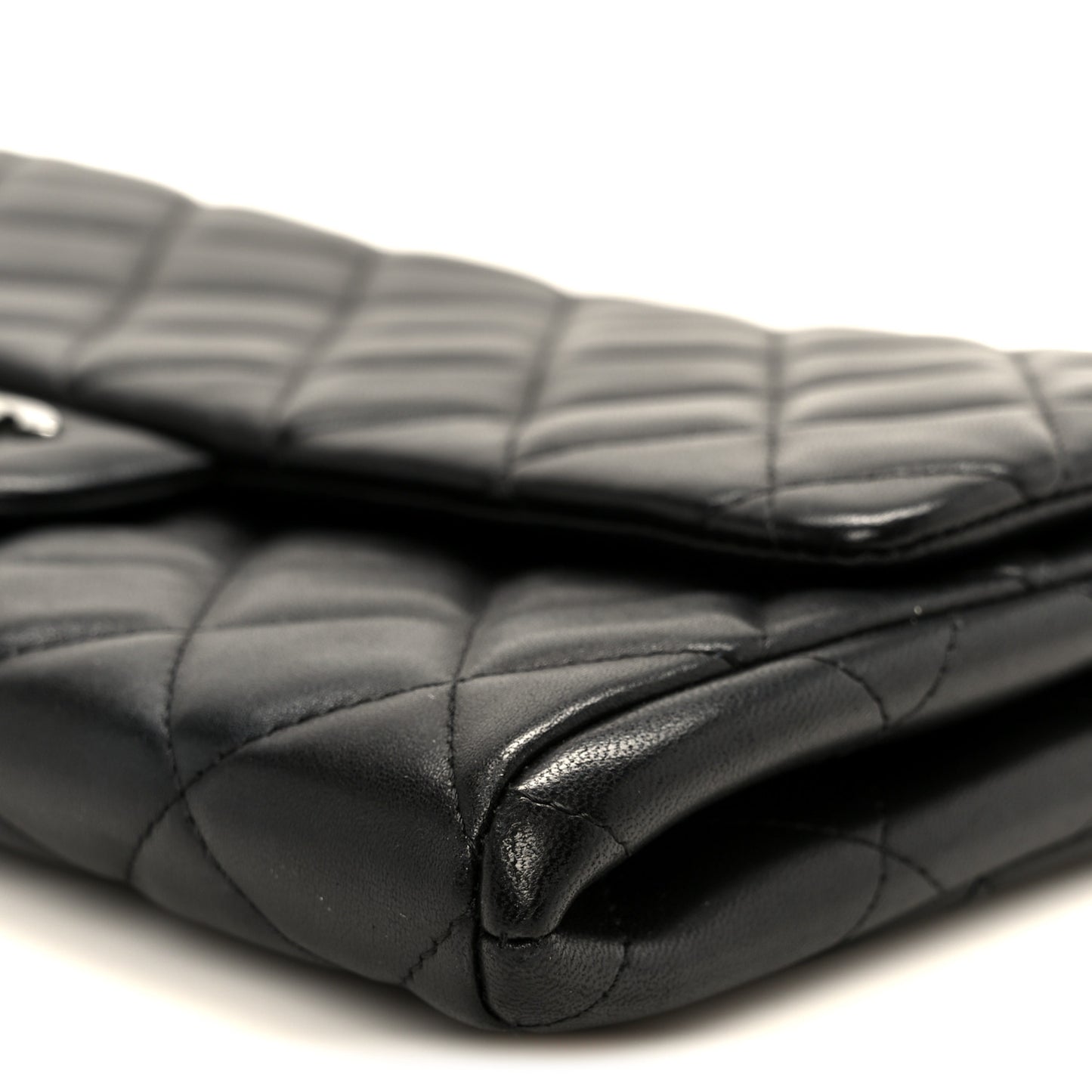 Lambskin Quilted Clutch With Chain Flap Black