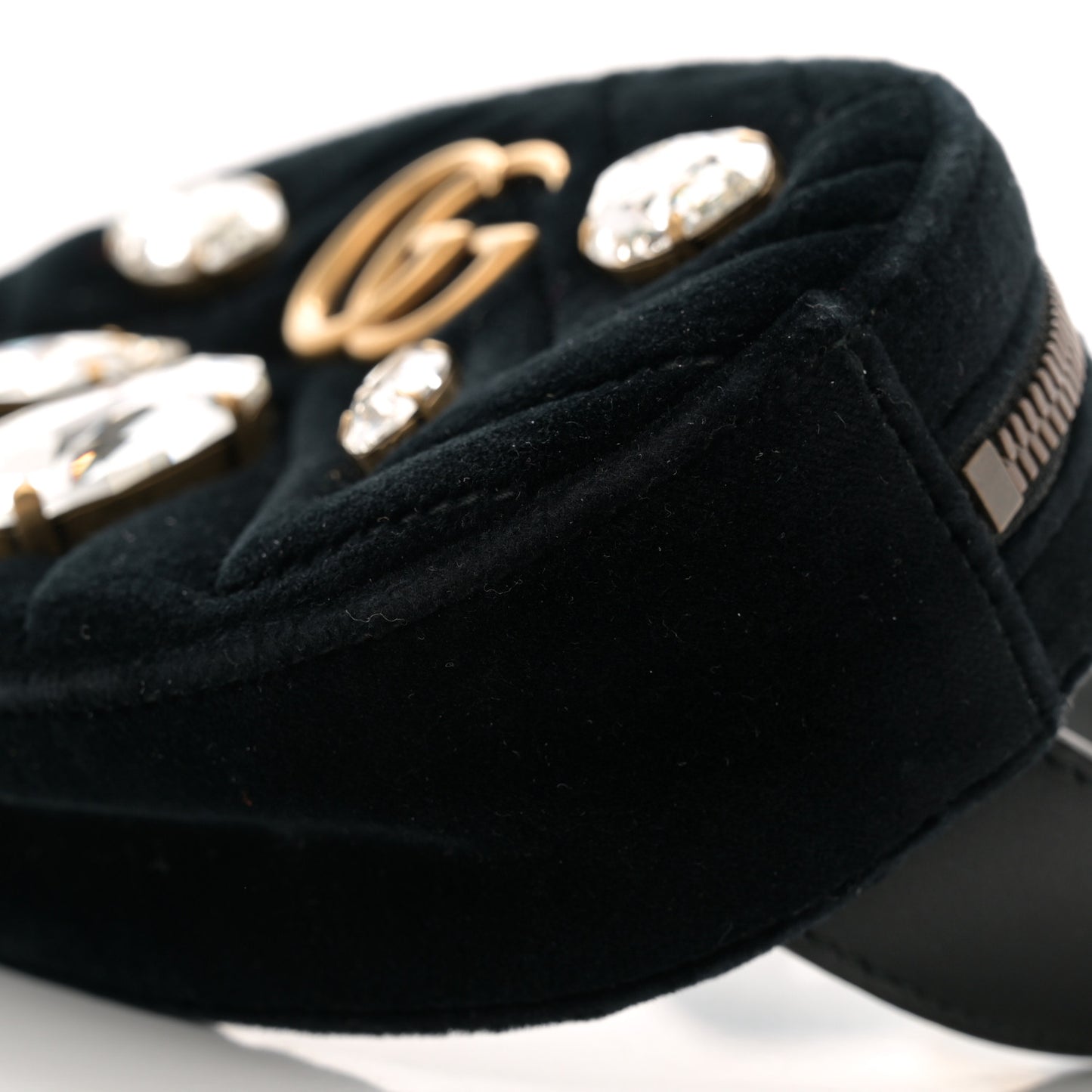 Velvet Matelasse Marquise Crystals GG Marmont Belt Bag 85 34 Black