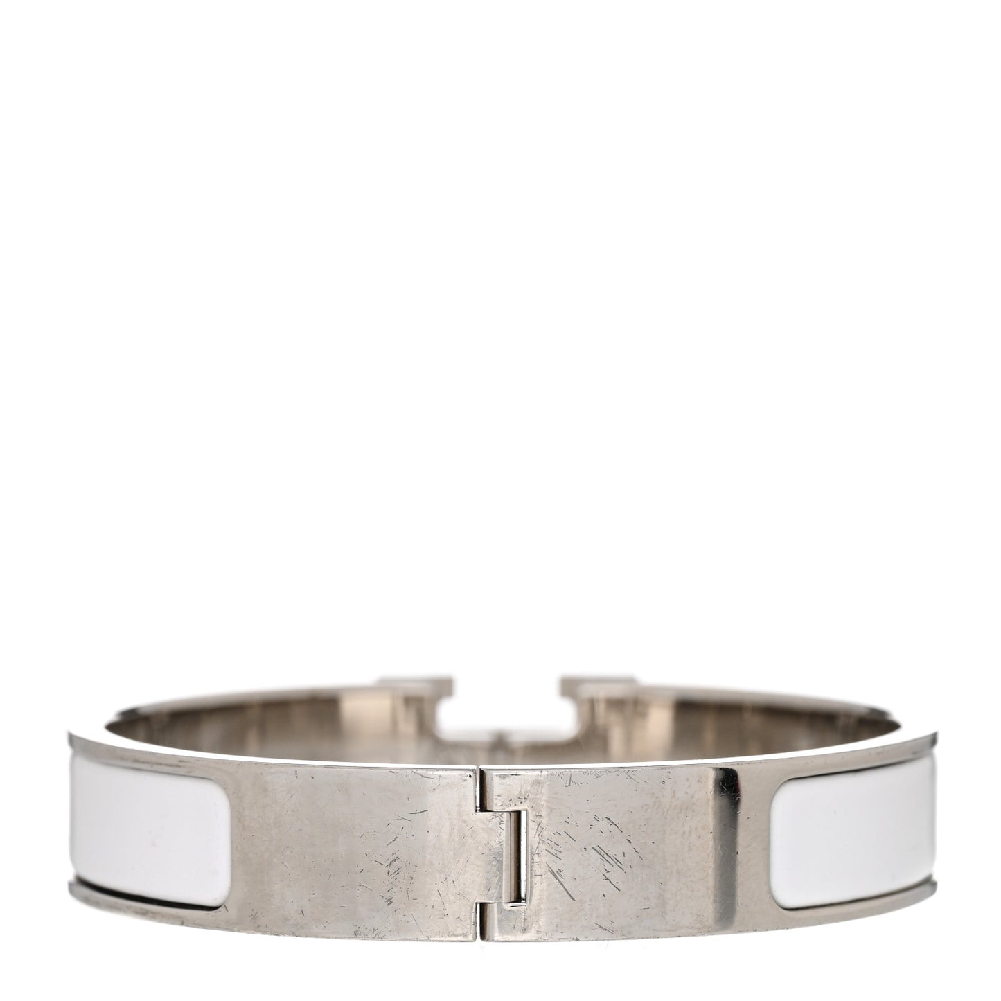 Enamel Narrow Clic Clac H Bracelet PM White