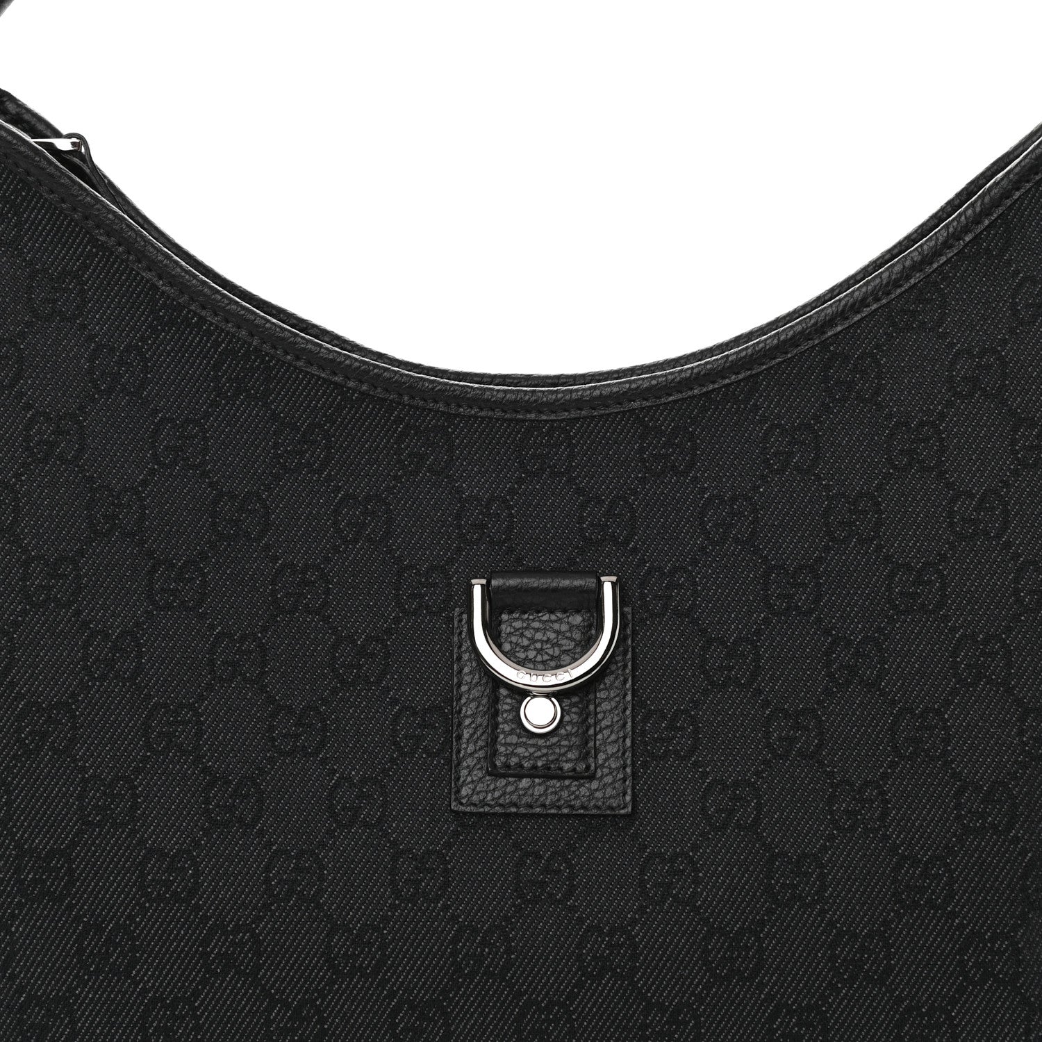 Gucci Denim Monogram Abbey D Ring Hobo Black 8 of 10