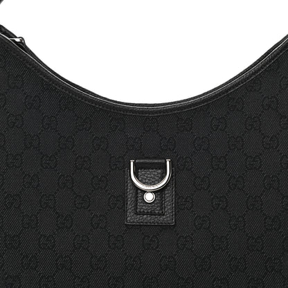 Gucci Denim Monogram Abbey D Ring Hobo Black 8 of 10