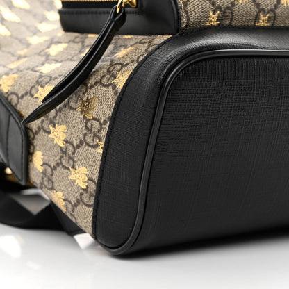 Gucci GG Supreme Monogram Bees Print Small Day Backpack Beige Oro Black 9 of 10