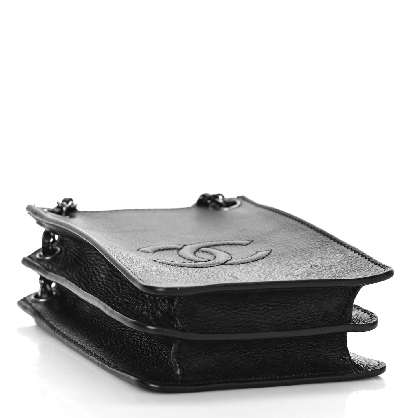 Calfskin CC Phone Holder Crossbody Black