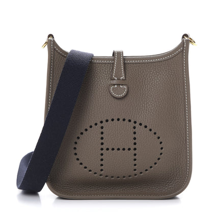 Hermes Taurillon Clemence Amazone Evelyne TPM Etoupe Bleu Indigo 1 of 10