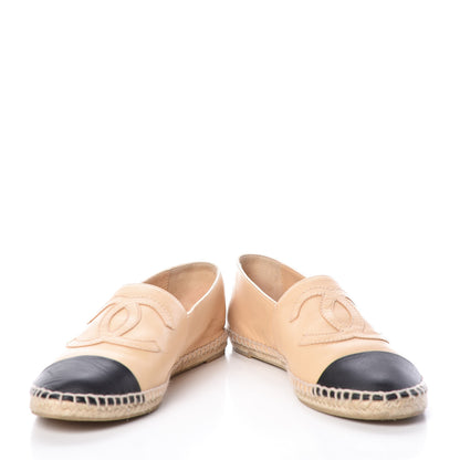 Chanel Lambskin CC Espadrilles 39 Beige Black 5 of 12