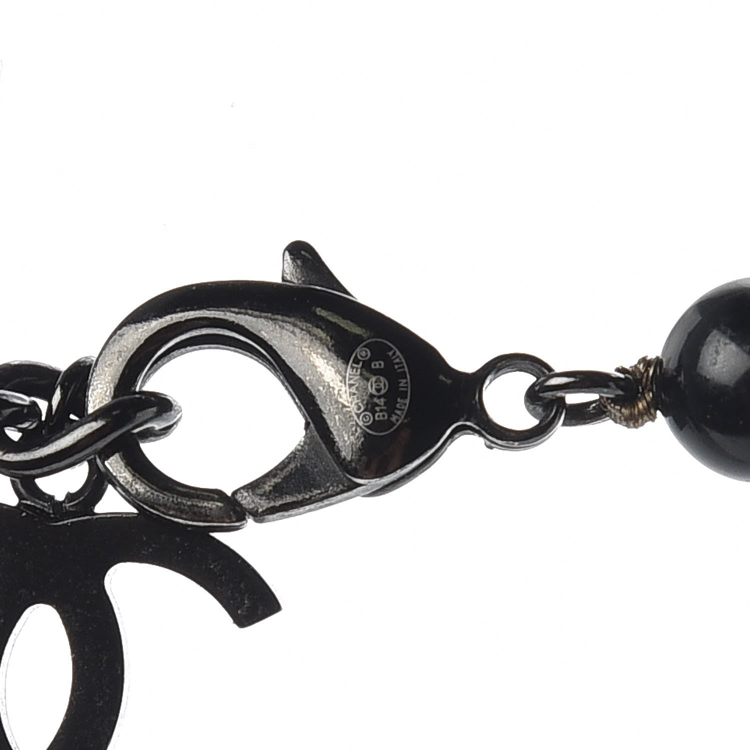 Chanel Ruthenium Pearl Bead CC Short Necklace Black 5 of 7
