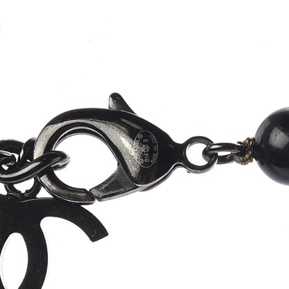 Chanel Ruthenium Pearl Bead CC Short Necklace Black 5 of 7