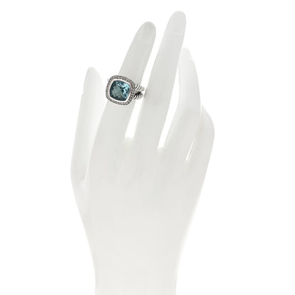 David Yurman Sterling Silver Diamond Blue Topaz 11mm Albion Ring 50 5.5 2 of 4