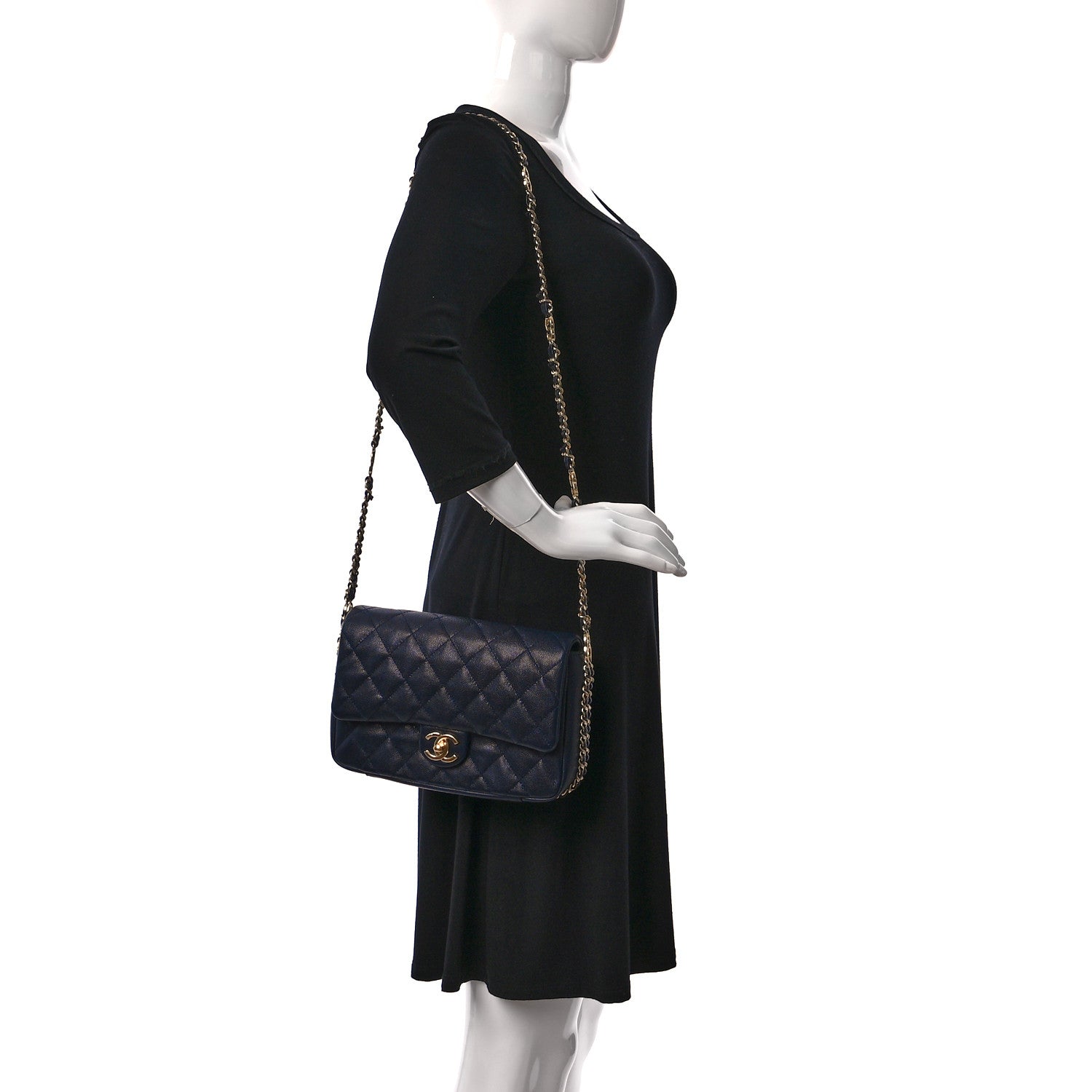 Chanel Caviar Quilted Small CC You Flap Dark Blue 2 of 13