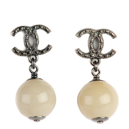 Chanel Ruthenium CC Bead Drop Earrings 1 of 5