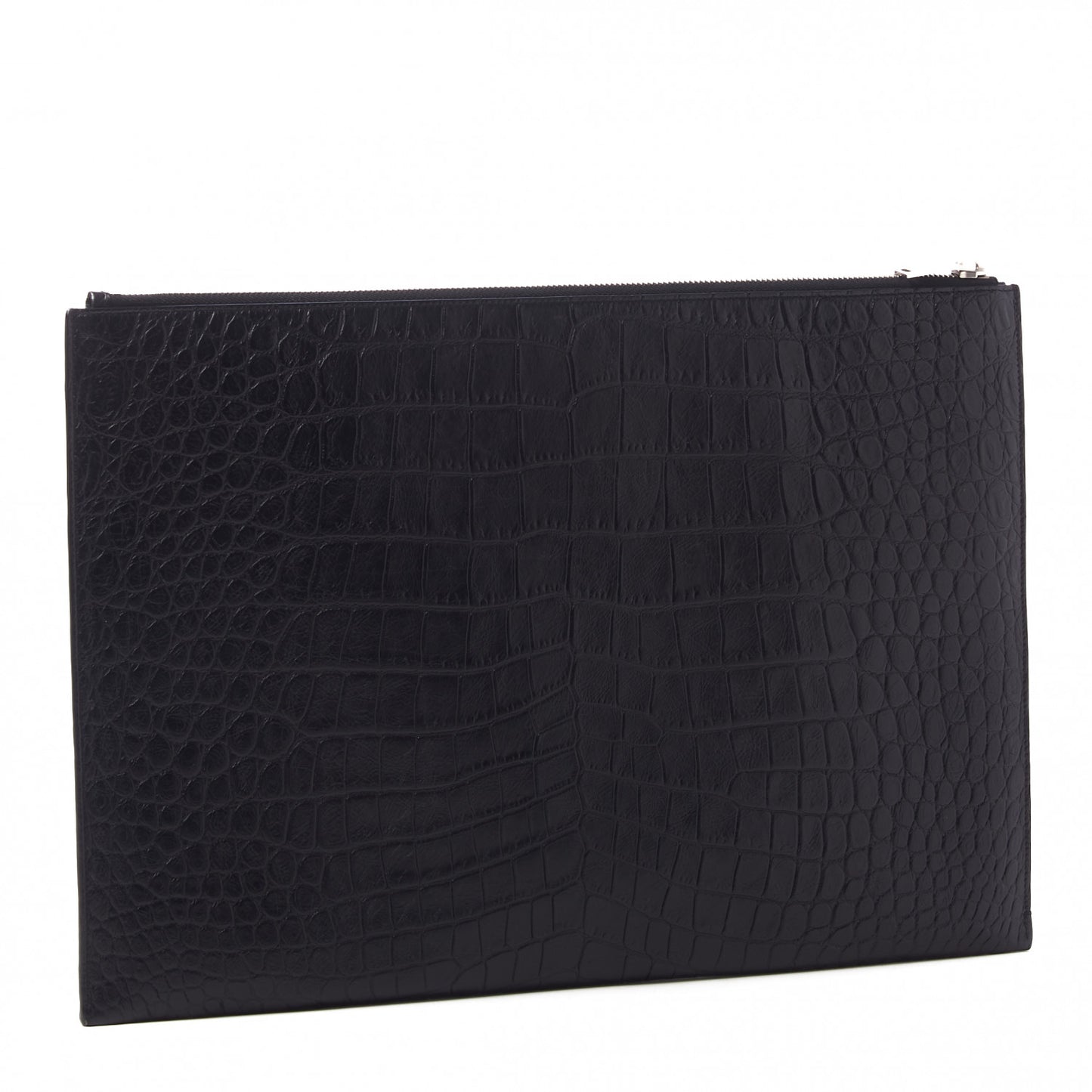 Calfskin Crocodile Embossed Document Holder Black