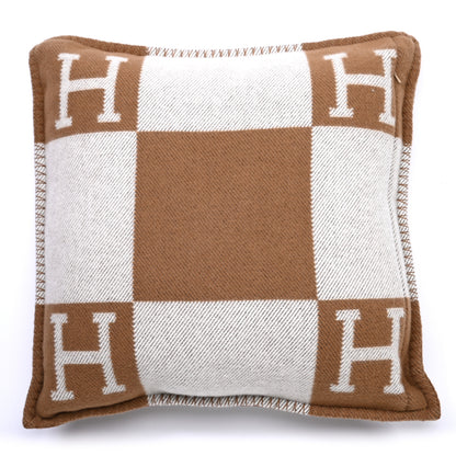 Hermes Wool Cashmere Avalon Pillow PM Ecru Camel 2 of 3