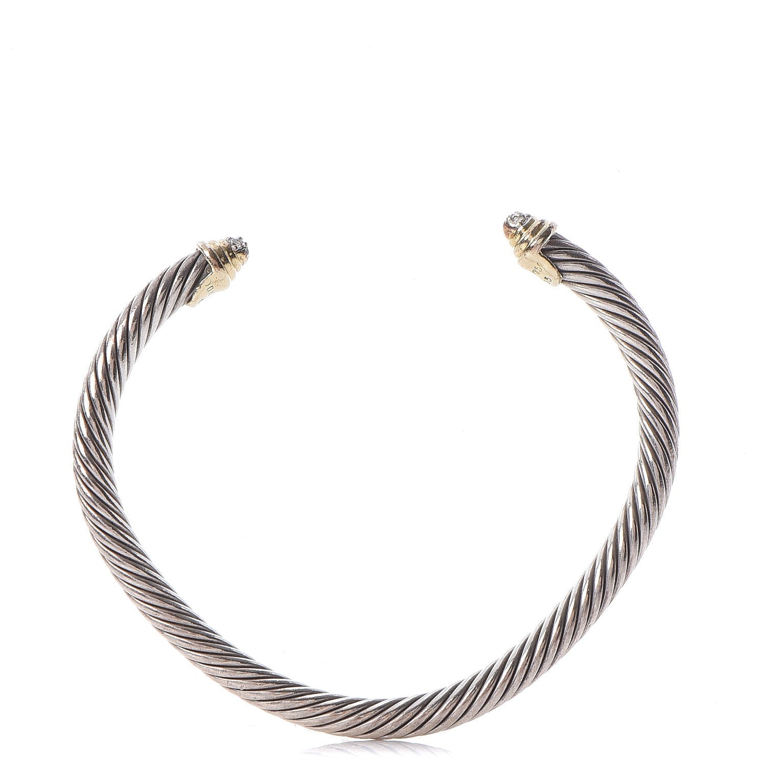 David Yurman Sterling Silver 18K Yellow Gold Diamond Kids Cable Classics Bracelet 6 of 6