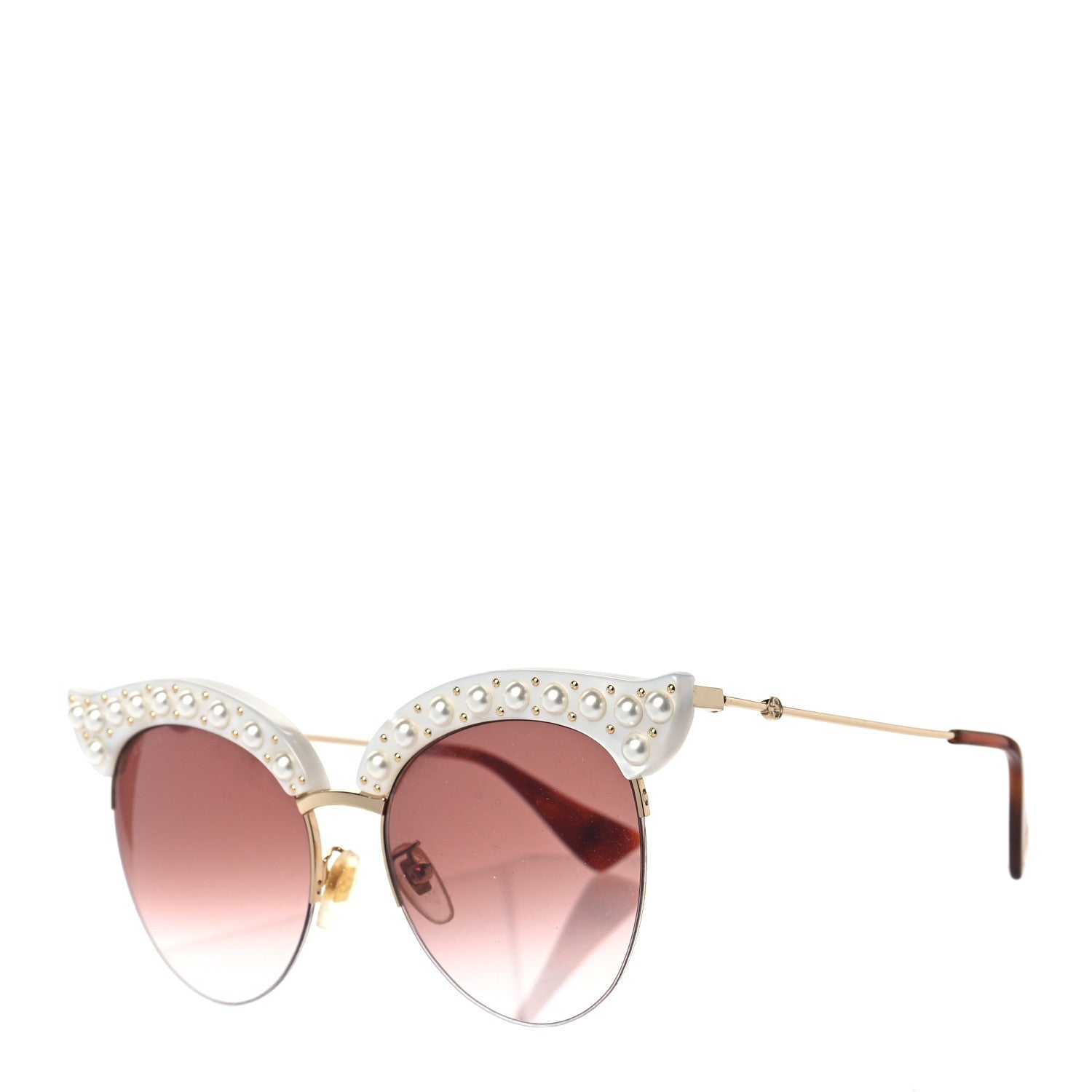 Gucci Pearl Cat Eye Sunglasses GG0212S White 1 of 7