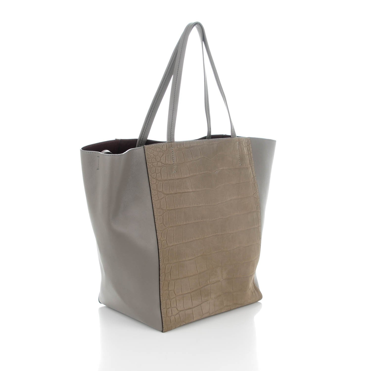 Celine Crocodile Embossed Calfskin Medium Horizontal Cabas Phantom Grey 3 of 8