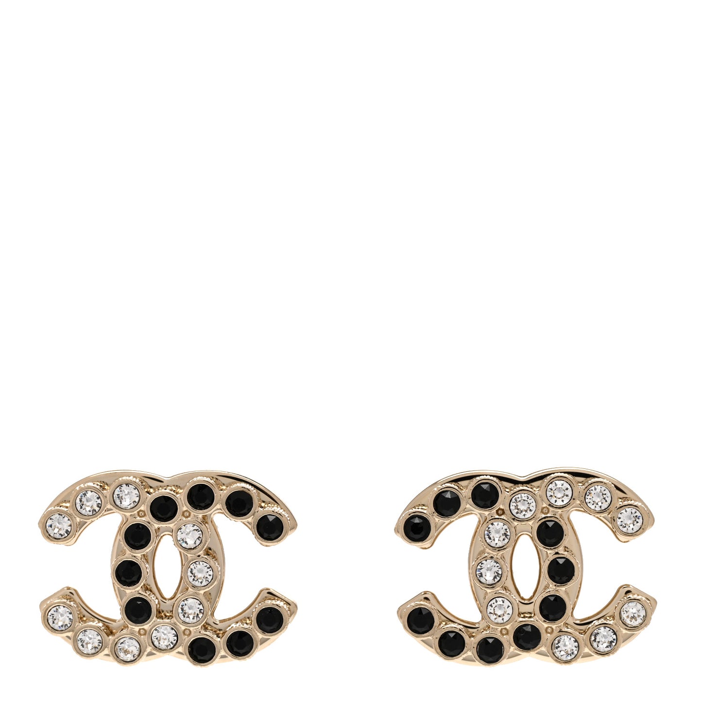 Crystal CC Earrings Black Gold