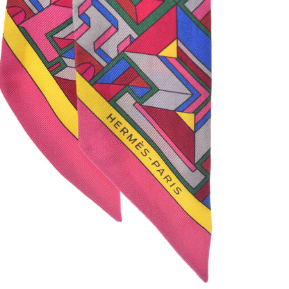 Hermes Silk Le Fil d'Ariane Twilly Rose Vif Jaune Bleu 5 of 5