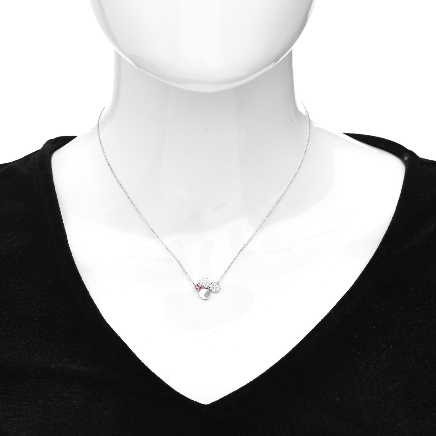 Tiffany Platinum Diamond Pink Tourmaline Paper Flowers Pendant Necklace 2 of 5